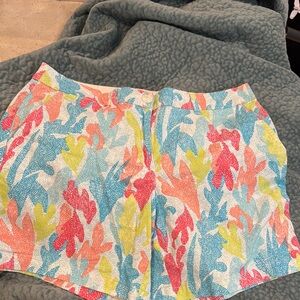 Crown & Ivy Blue and Coral Shorts Size 14W EUC